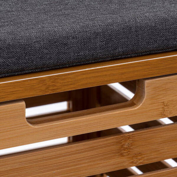 Taburet multifunctional 5Five Sicela, spatiu depozitare, bambus, 35x35x49 cm, bej - imagine 5