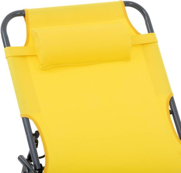 Sezlong 5Five Beach Chair, cadru metalic, pliere compacta, 173x56x27 cm, galben - imagine 2