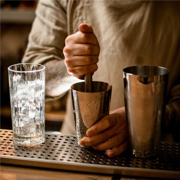 Set barman 14 piese din inox, cu shaker 750 ml, dozatoare, ustensile si suport, pentru cocktailuri, gri - imagine 15