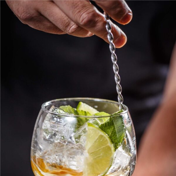 Set barman 14 piese din inox, cu shaker 750 ml, dozatoare, ustensile si suport, pentru cocktailuri, gri - imagine 16