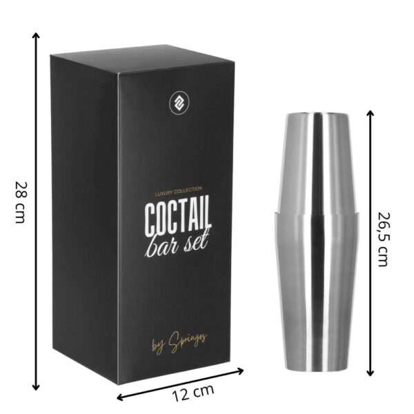 Set barman 14 piese din inox, cu shaker 750 ml, dozatoare, ustensile si suport, pentru cocktailuri, gri - imagine 23