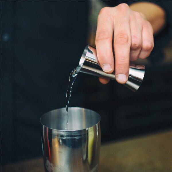 Set barman 14 piese din inox, cu shaker 750 ml, dozatoare, ustensile si suport, pentru cocktailuri, gri - imagine 12