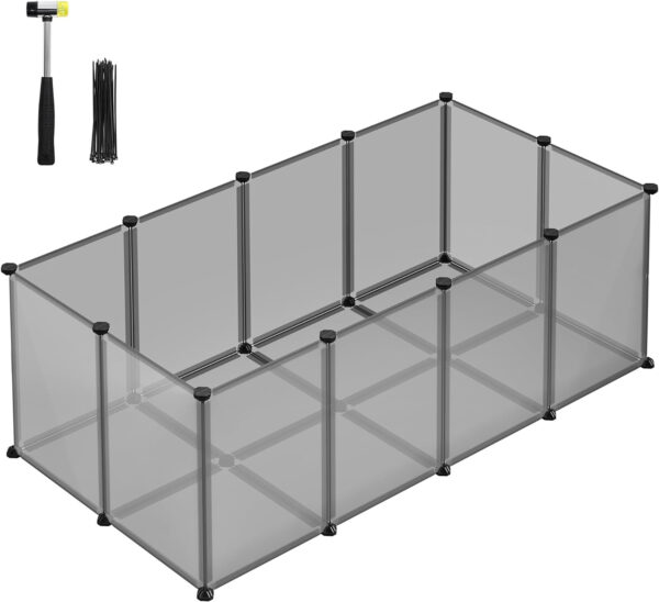 SONGMICS Tarc modular pentru animale mici, ABS, configurabil, 125x63x42 cm, gri - imagine 2