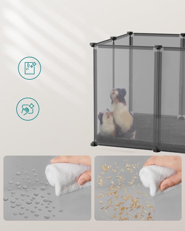SONGMICS Tarc modular pentru animale mici, ABS, configurabil, 125x63x42 cm, gri - imagine 6