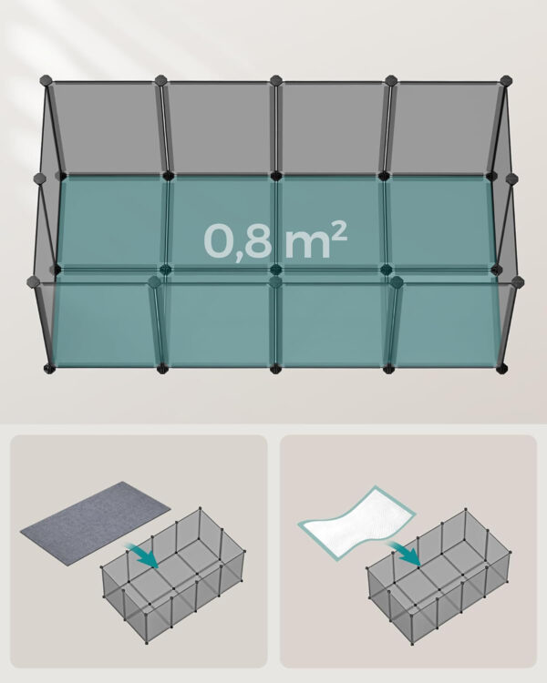 SONGMICS Tarc modular pentru animale mici, ABS, configurabil, 125x63x42 cm, gri - imagine 8