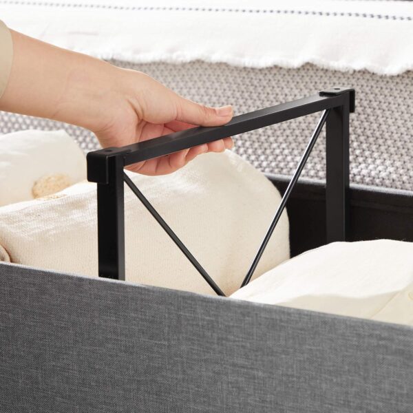 SONGMICS Bancuta pliabila cu capac si spatiu de depozitare, 120 litri, textil tip in, 110x38x38 cm, gri - imagine 8