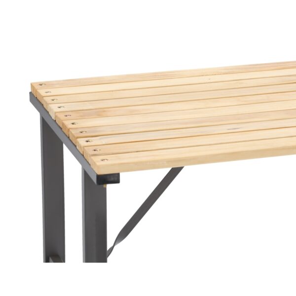 Masa de gradina cu cadru metalic si blat din lemn impregnat, 120x60x71 cm, natur - imagine 2
