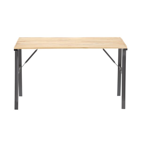 Masa de gradina cu cadru metalic si blat din lemn impregnat, 120x60x71 cm, natur - imagine 4