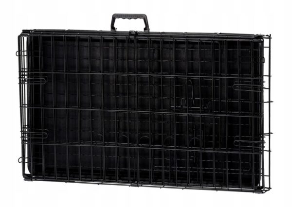 Cusca metalica pliabila pentru animale, cu maner si tava detasabila, 107x69x76 cm, negru - imagine 8
