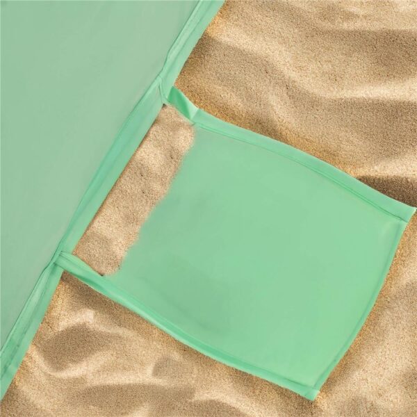 Cort plaja XXL semi-inchis cu protectie UV, podea izolanta, 210x120x112 cm, verde - imagine 2