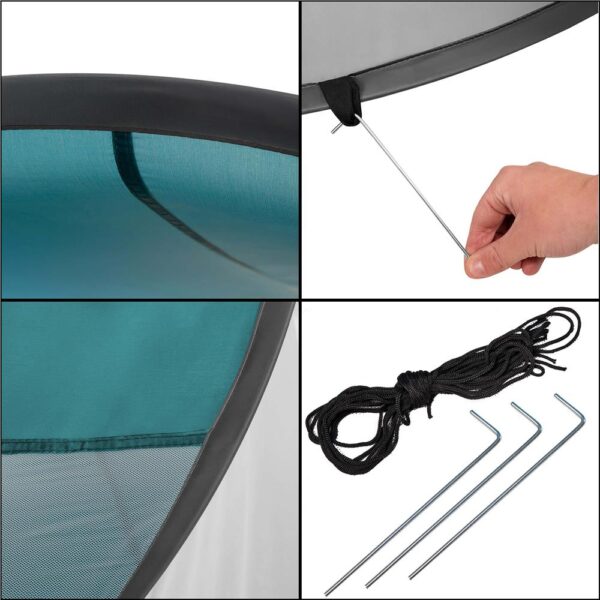 Cort plaja autoexpansibil POP-UP cu protectie UV, podea izolanta si husa transport, 190x120x100 cm, turcoaz si gri - imagine 9