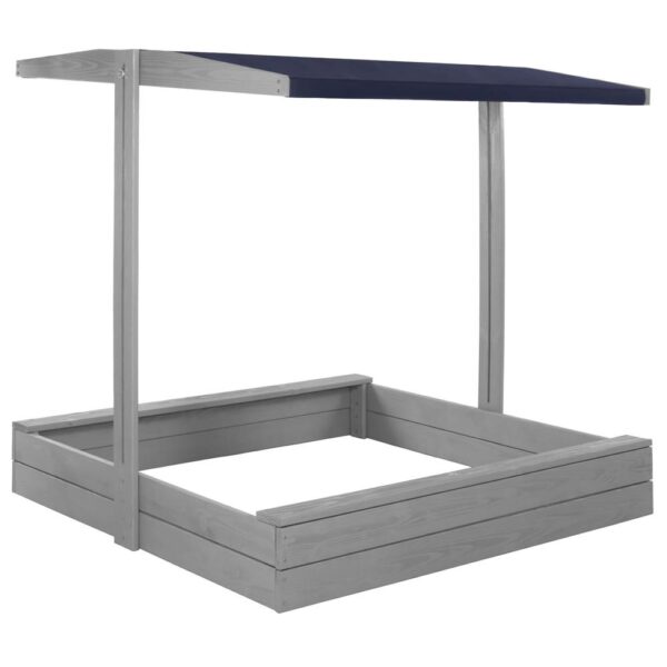 Lada nisip din lemn cu acoperis reglabil si capac, pliabila, 120x120x120 cm, gri - imagine 12