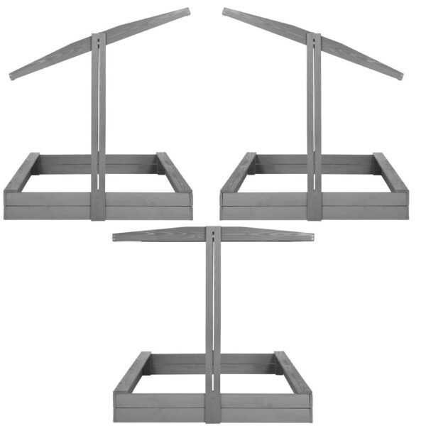 Lada nisip din lemn cu acoperis reglabil si capac, pliabila, 120x120x120 cm, gri - imagine 18