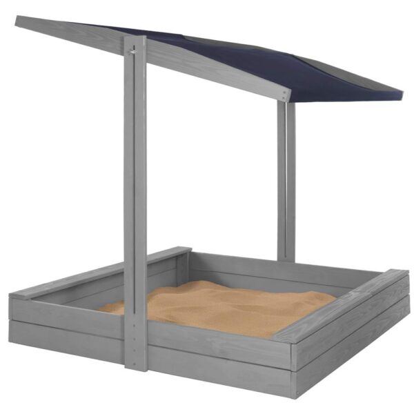 Lada nisip din lemn cu acoperis reglabil si capac, pliabila, 120x120x120 cm, gri - imagine 3