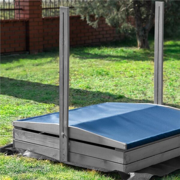 Lada nisip din lemn cu acoperis reglabil si capac, pliabila, 120x120x120 cm, gri - imagine 28
