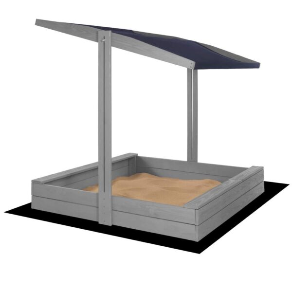 Lada nisip din lemn cu acoperis reglabil si capac, pliabila, 120x120x120 cm, gri - imagine 4