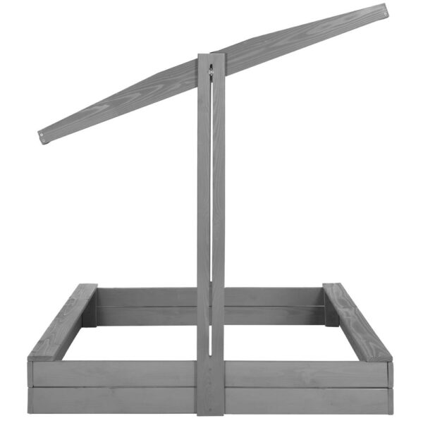 Lada nisip din lemn cu acoperis reglabil si capac, pliabila, 120x120x120 cm, gri - imagine 8