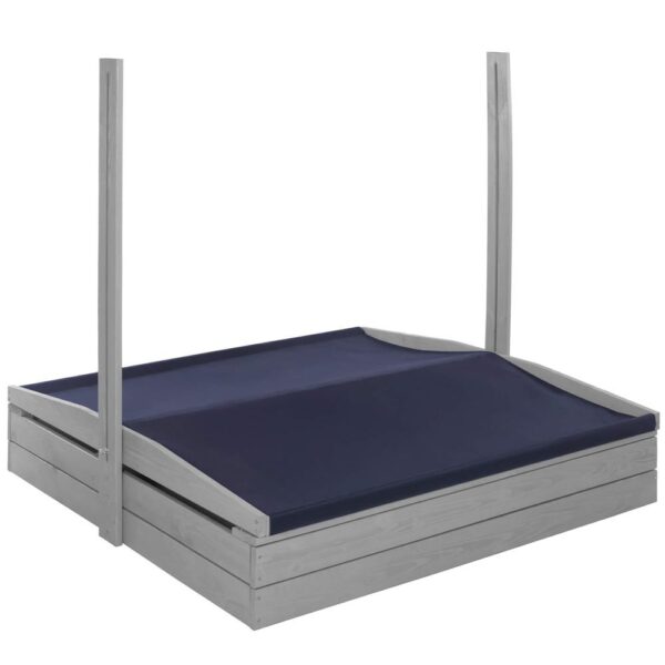 Lada nisip din lemn cu acoperis reglabil si capac, pliabila, 120x120x120 cm, gri - imagine 9