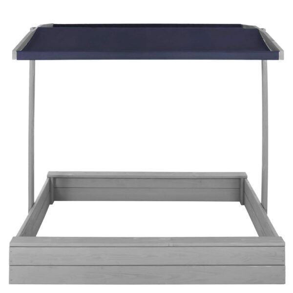 Lada nisip din lemn cu acoperis reglabil si capac, pliabila, 120x120x120 cm, gri - imagine 10