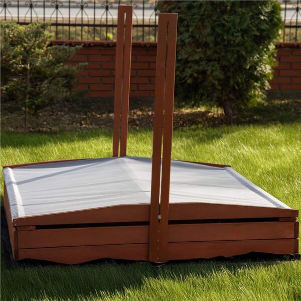 Lada nisip din lemn cu acoperis reglabil, 140x140x121 cm, maro - imagine 19