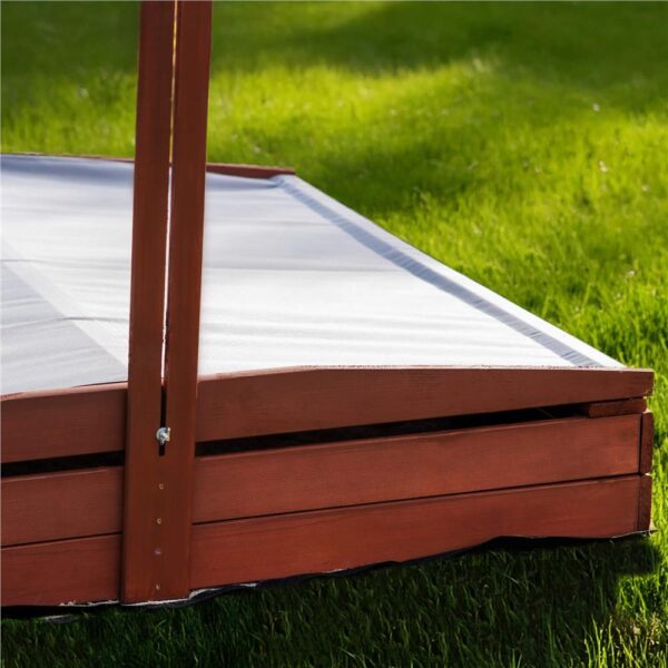 Lada nisip din lemn cu acoperis reglabil, 140x140x121 cm, maro - imagine 20