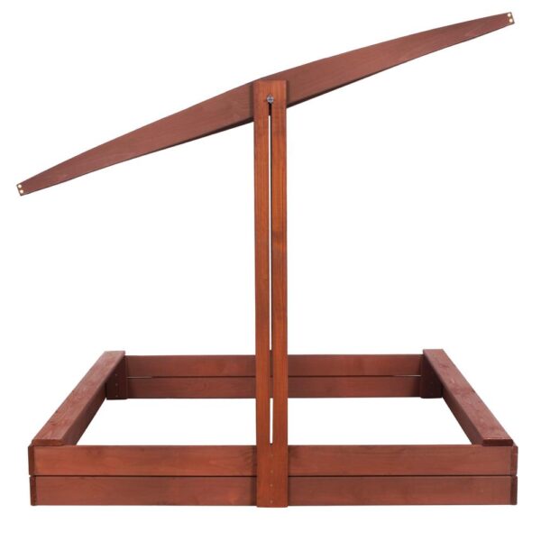 Lada nisip din lemn cu acoperis reglabil, 140x140x121 cm, maro - imagine 21