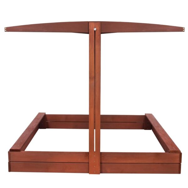 Lada nisip din lemn cu acoperis reglabil, 140x140x121 cm, maro - imagine 22