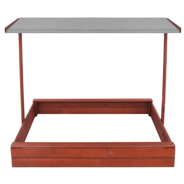 Lada nisip din lemn cu acoperis reglabil, 140x140x121 cm, maro - imagine 26