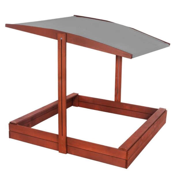 Lada nisip din lemn cu acoperis reglabil, 140x140x121 cm, maro - imagine 3