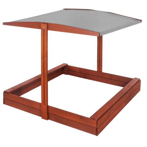Lada nisip din lemn cu acoperis reglabil, 140x140x121 cm, maro - imagine 4