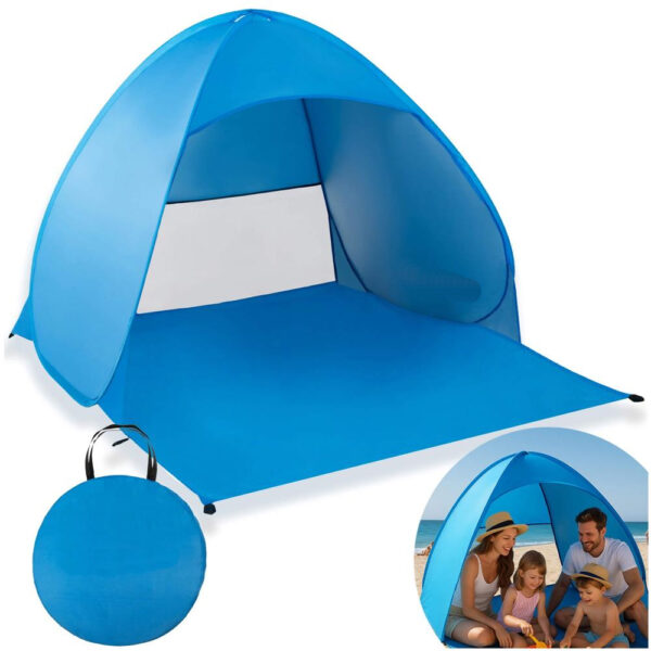 Cort plaja autoexpansibil POP-UP cu plasa ventilatie si protectie UV, 160x140x115 cm, albastru - imagine 21