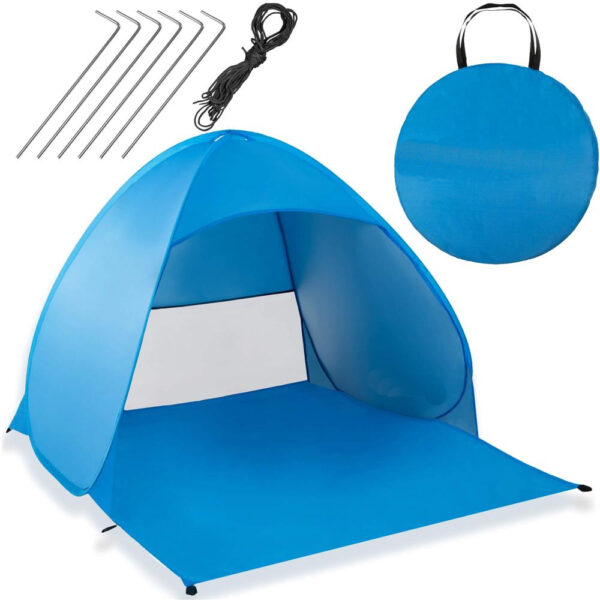 Cort plaja autoexpansibil POP-UP cu plasa ventilatie si protectie UV, 160x140x115 cm, albastru - imagine 22