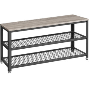 VASAGLE Raft pentru pantofi cu 2 polite, 100x30x45cm, otel, stil industrial, gri