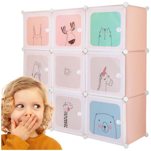 Dulap copii, modular cu 9 compartimente, PVC, 110x110x37 cm, multicolor - imagine 2