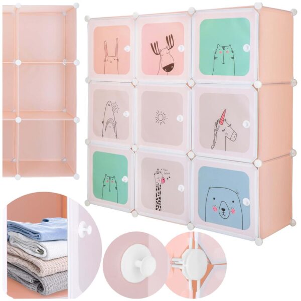 Dulap copii, modular cu 9 compartimente, PVC, 110x110x37 cm, multicolor - imagine 3