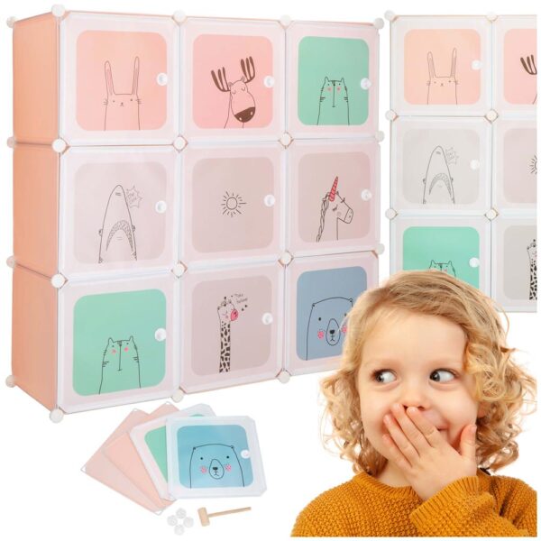 Dulap copii, modular cu 9 compartimente, PVC, 110x110x37 cm, multicolor - imagine 4