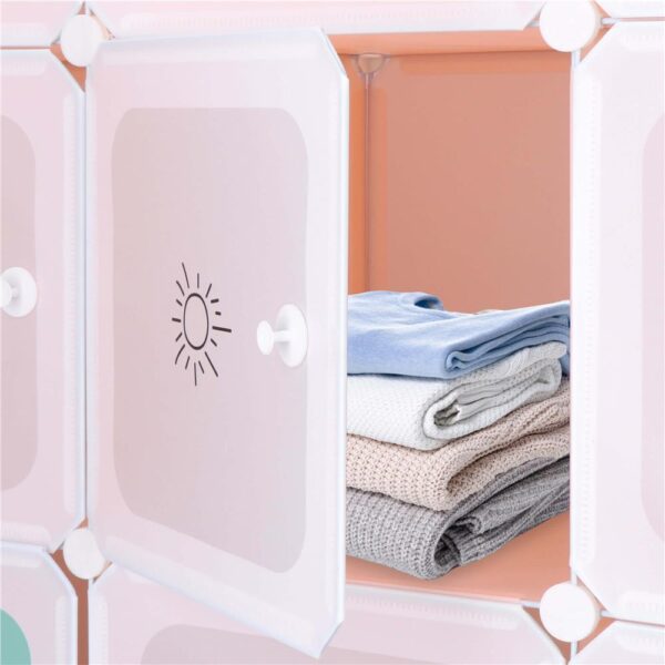 Dulap copii, modular cu 9 compartimente, PVC, 110x110x37 cm, multicolor - imagine 19