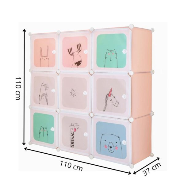 Dulap copii, modular cu 9 compartimente, PVC, 110x110x37 cm, multicolor - imagine 20