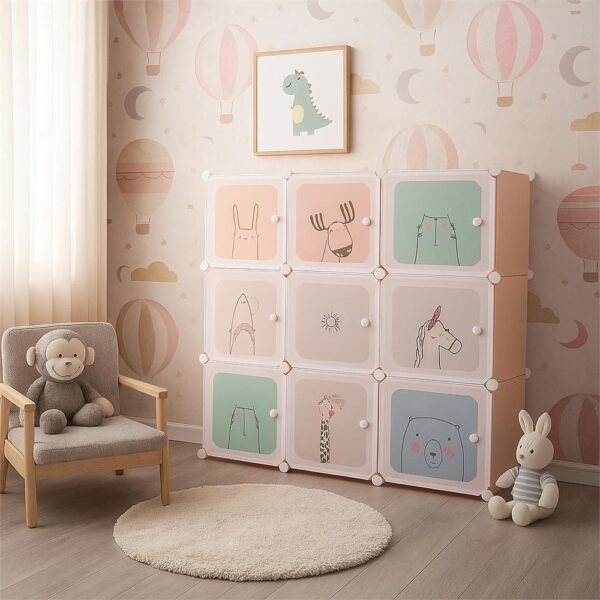 Dulap copii, modular cu 9 compartimente, PVC, 110x110x37 cm, multicolor - imagine 21