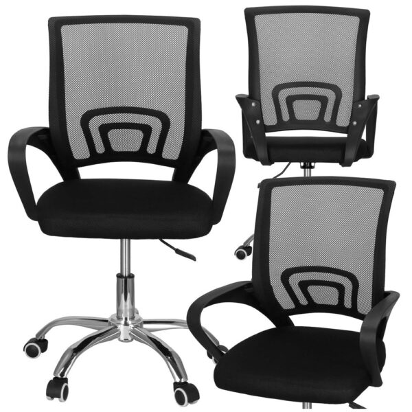 Scaun birou reglabil, ergonomic, cu brate, 87-96x54x59 cm, negru - imagine 2