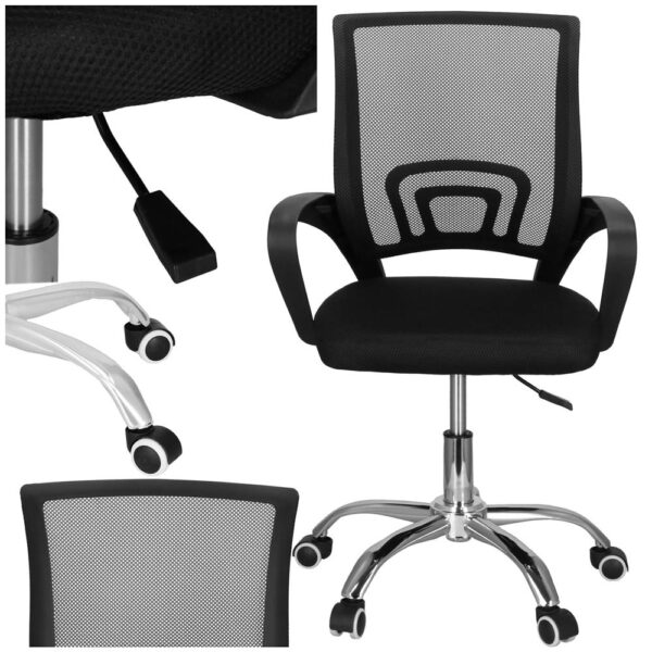 Scaun birou reglabil, ergonomic, cu brate, 87-96x54x59 cm, negru - imagine 4