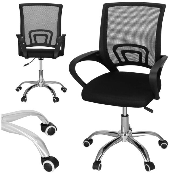 Scaun birou reglabil, ergonomic, cu brate, 87-96x54x59 cm, negru - imagine 5