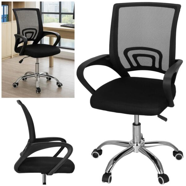 Scaun birou reglabil, ergonomic, cu brate, 87-96x54x59 cm, negru - imagine 6