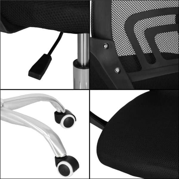 Scaun birou reglabil, ergonomic, cu brate, 87-96x54x59 cm, negru - imagine 9