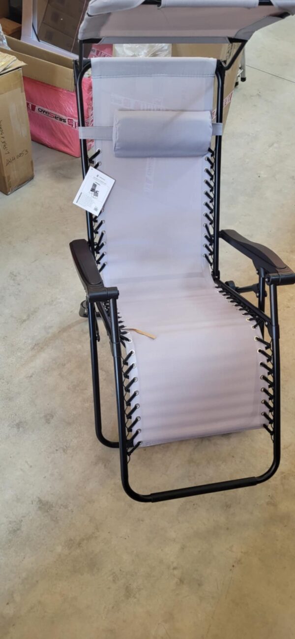 RESIGILAT: Sezlong pliabil SERSIMO GC11, Relax Zero Gravity cu parasolar, 175cm, gri - imagine 2