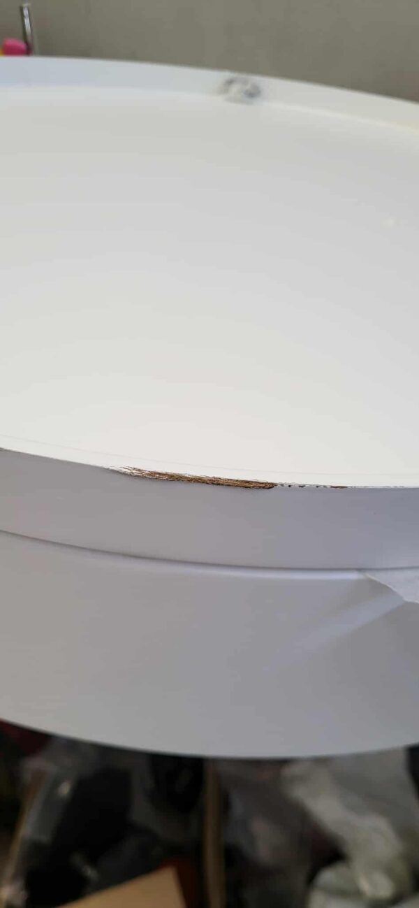 RESIGILAT: Masuta de cafea rotunda 60x40 cm, cu blat detasabil si spatiu depozitare, picioare din lemn de pin, alba - imagine 3
