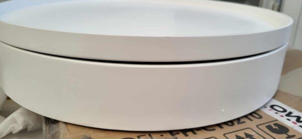 RESIGILAT: Masuta de cafea rotunda 60x40 cm, cu blat detasabil si spatiu depozitare, picioare din lemn de pin, alba - imagine 6