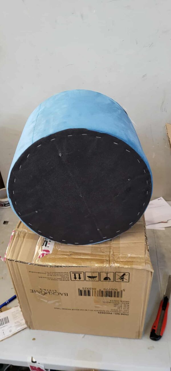 RESIGILAT: Taburet rotund, tapitat cu stofa, picioare otel, sarcina 100kg, 28x42cm, albastru - imagine 3