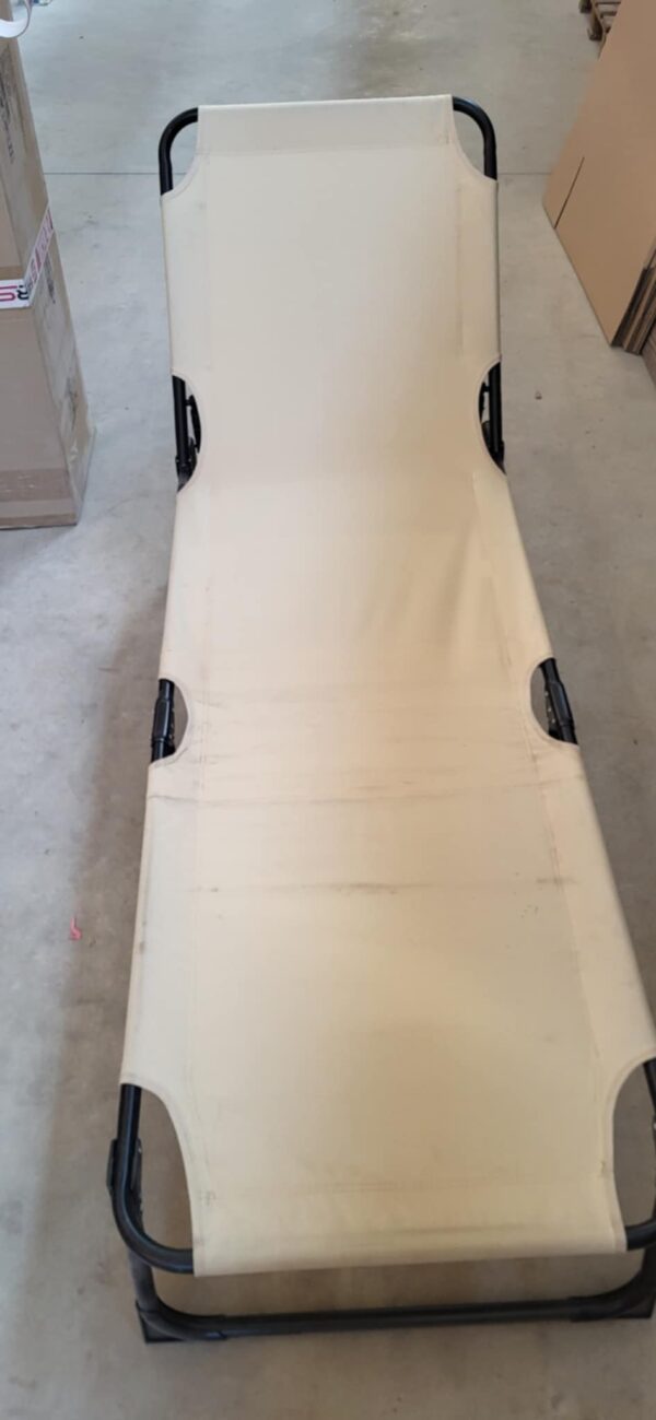 RESIGILAT: Sezlong pliabil cu parasolar, 188x57x38cm, sarcina 120kg, crem - imagine 2