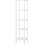 SONGMICS Etajera bambus 5 niveluri, raft multifunctional pentru baie sau bucatarie, 33x33x146 cm, alb